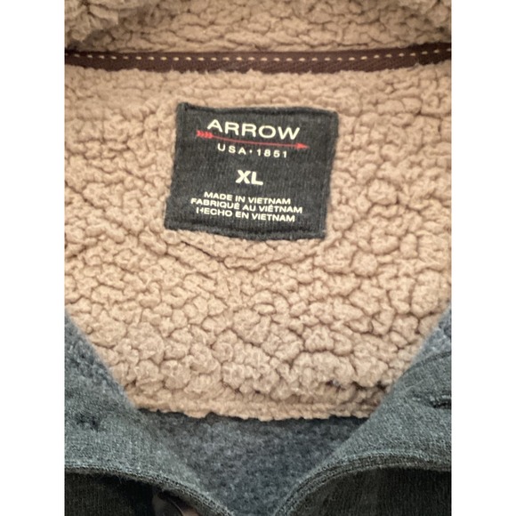 Arrow Men's Pullover Sweater Fleece 1/4 Buttons Heather Green Brown VTG Size‎ XL - Picture 6 of 7